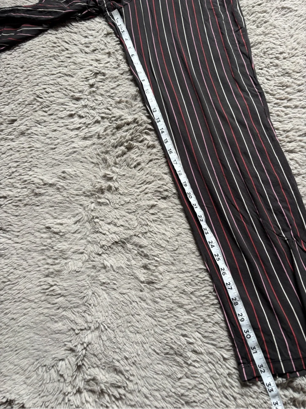 Tommy John Black Pinstripe Joggers with Red & White Stripes PJ set size small